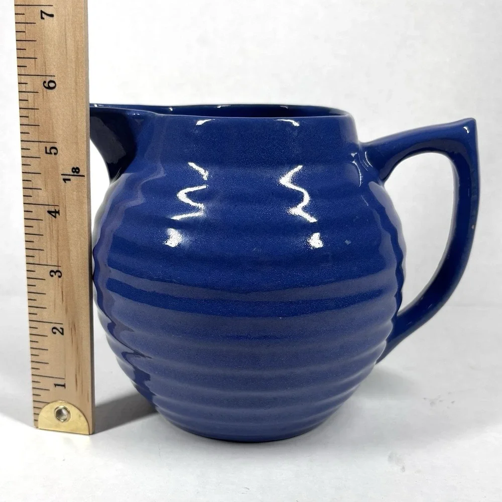 RARE Bauer Ringware‎ Beehive Cobalt Blue Pitcher 5.5